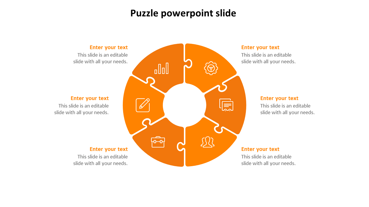 Free - Amazing Puzzle PowerPoint Slide Template Design 6-Node